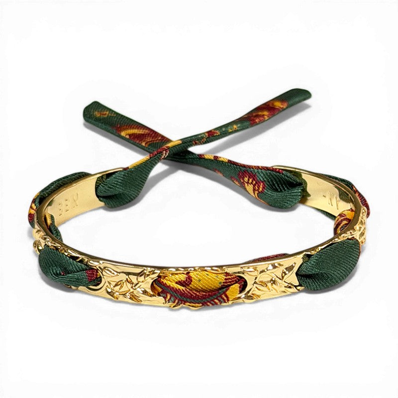 Fairytale Gold Bracelet with 1cm Astrolgie Green Silk Twill