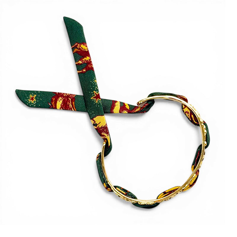 Fairytale Gold Bracelet with 1cm Astrolgie Green Silk Twill