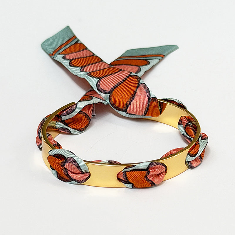 Septembre Gold Bracelet with 2cm Bim Soft Silk Twill
