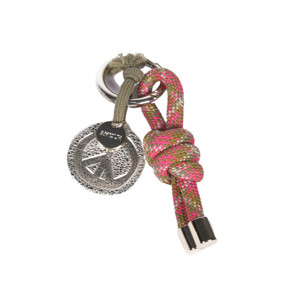 Rope Knot Key Ring Square Fuschia Multi