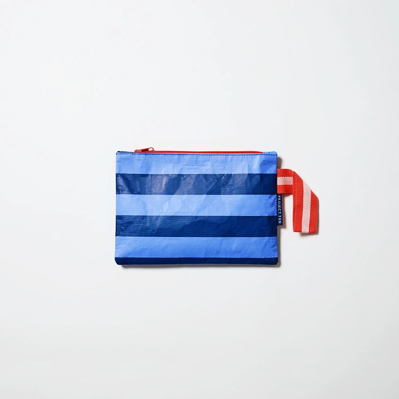 Mini Zip Pouch Blue Stripe