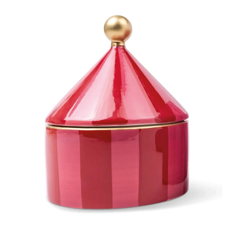 Ceramic Trinket Box Pink & Red Stripe