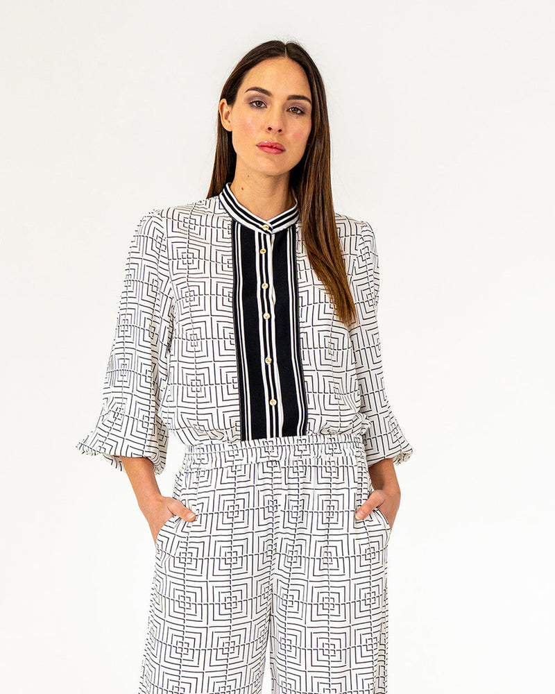Rosa Blouse Geo Grid