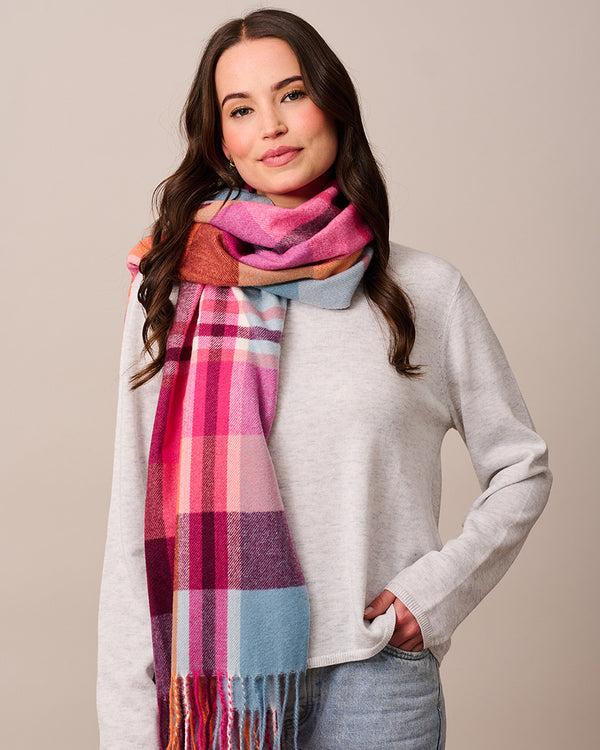 Pink/Blue Check Scarf