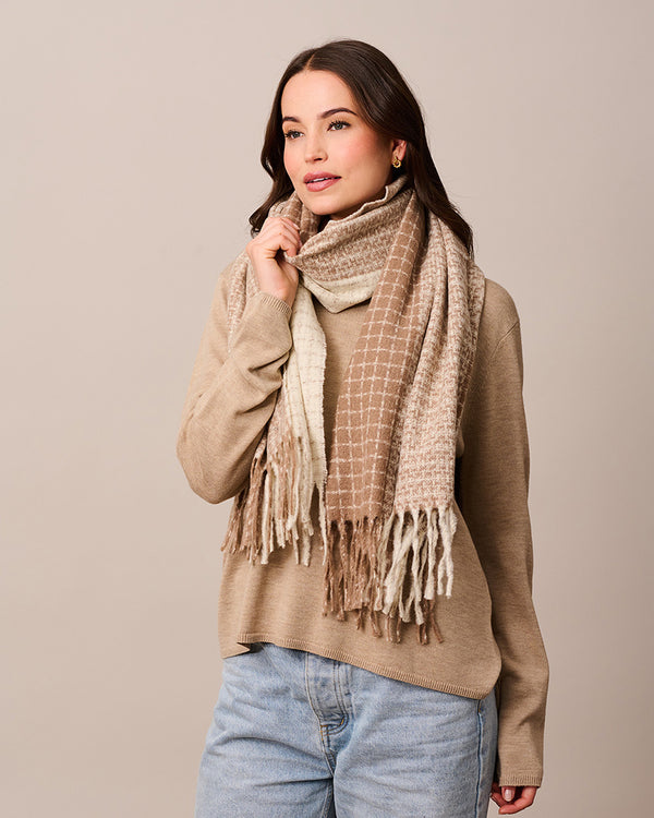 Latte Patch Knit Scarf