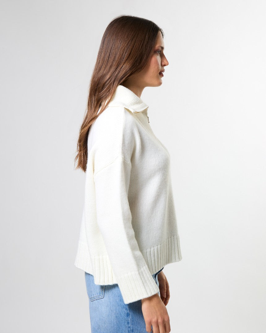 Cory Zip Knit Ivory