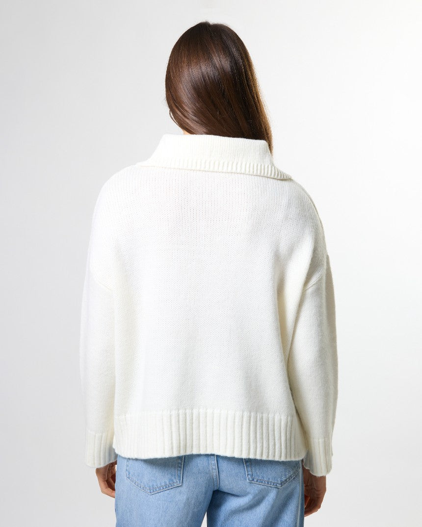 Cory Zip Knit Ivory