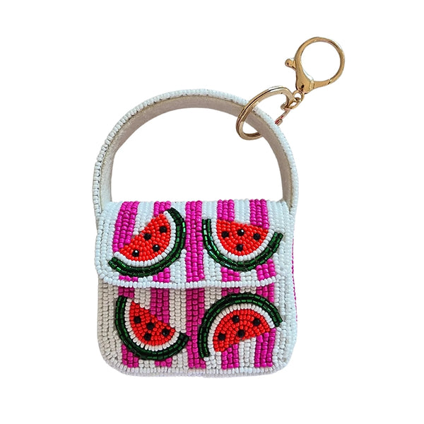 Mini Beaded Handbag Keychain Watermelons