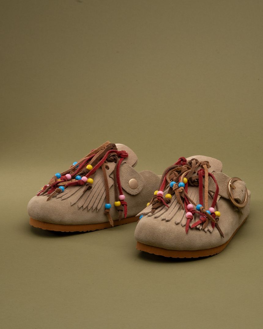Flair Fringe Mule Sand