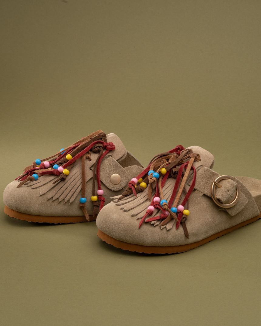 Flair Fringe Mule Sand