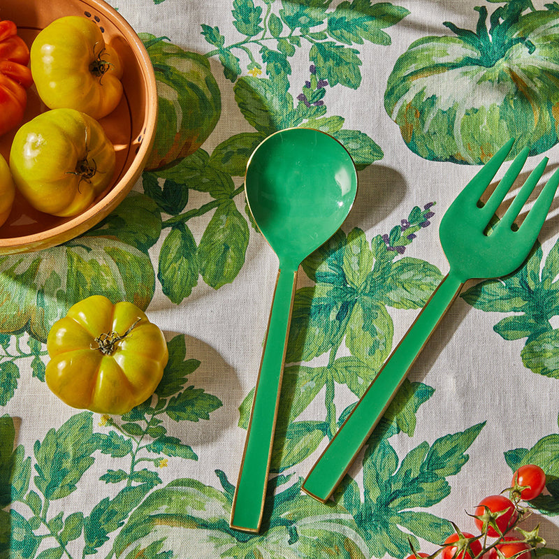 Enamel Emerald Salad Servers Set of 2