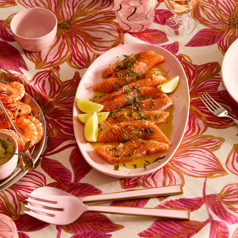 Enamel Rose Salad Servers Set of 2