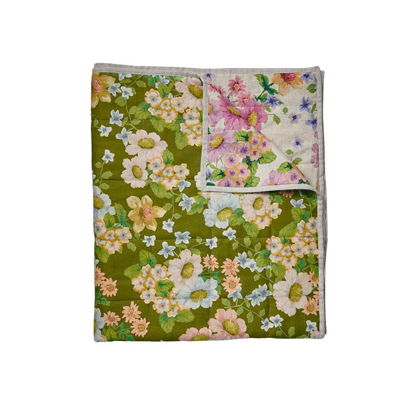 Buttercup Olive Quilted Throw