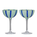 Aperitivo Set of 2 Coupes Green/Blue Stripe