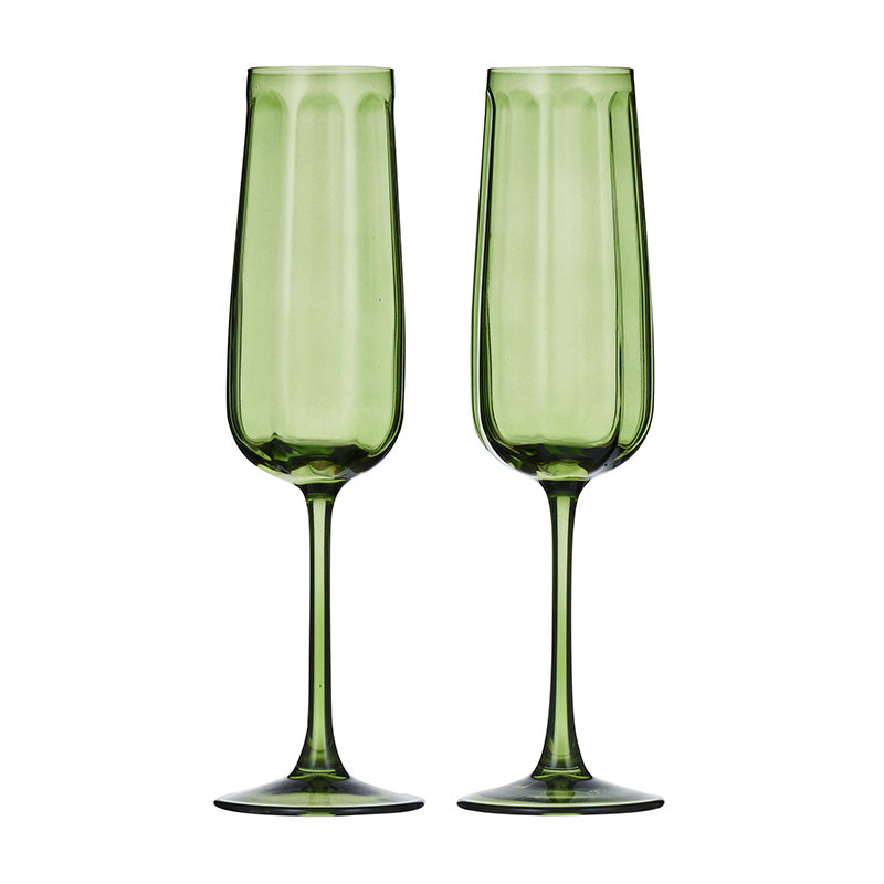 Studio Glass Flutes Olive Set of 2