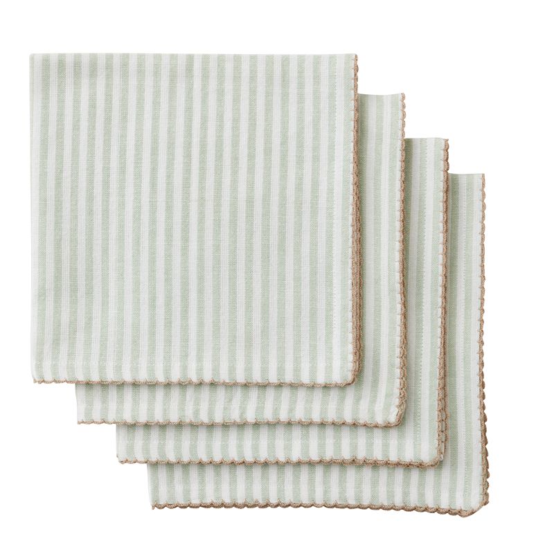 Natale Sage Green Stripe Napkins Set of 4