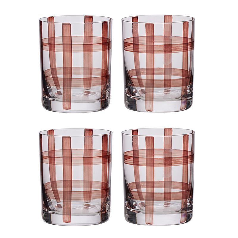 Max Check Glass Tumblers Set of 4 Chocolate