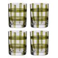 Max Check Glass Tumblers Set of 4 Olive Green