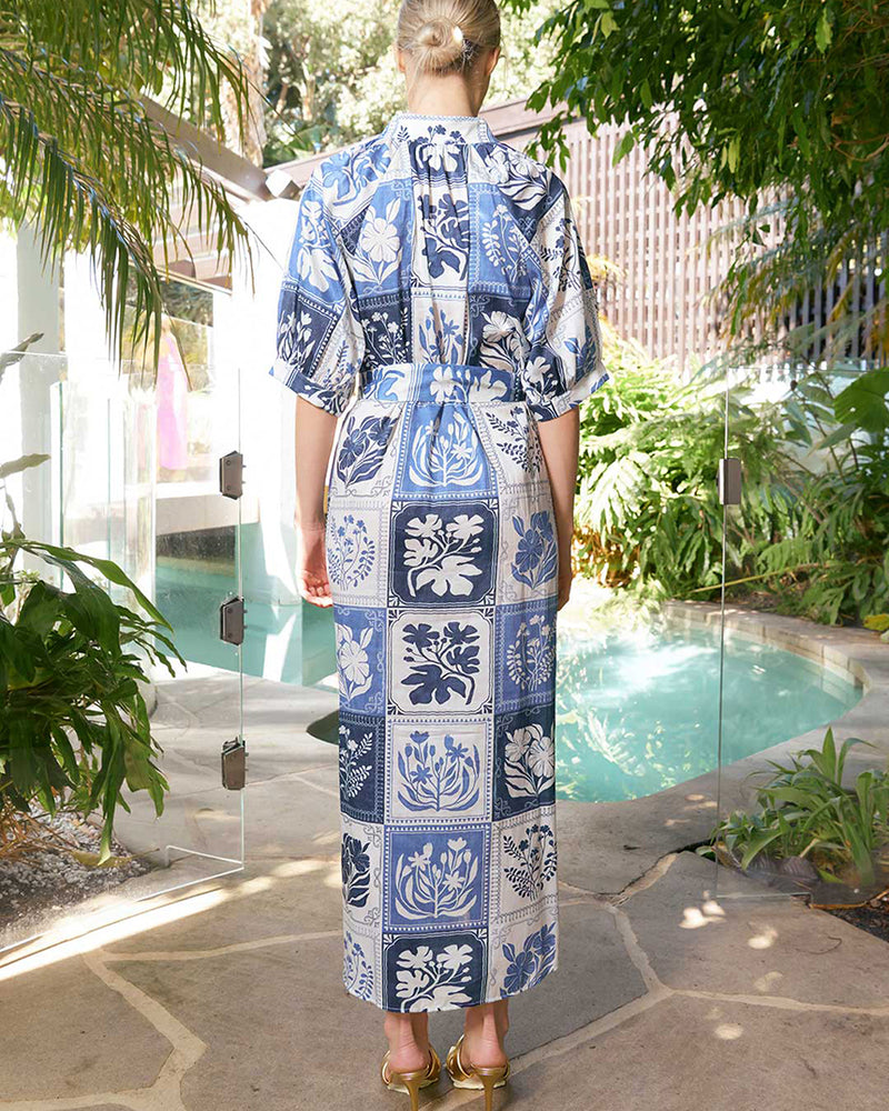 Taylor Botanical Ankle Dress Denim