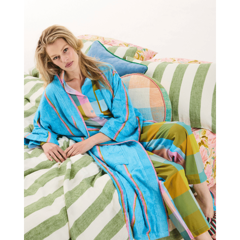 Aegean Stripe Bamboo Terry Bath Robe