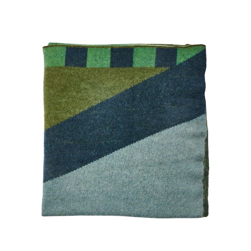 Mohair Geometric Green Throw