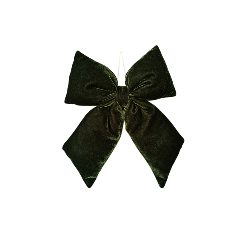 Hanging Velvet Bow Dark Green Small