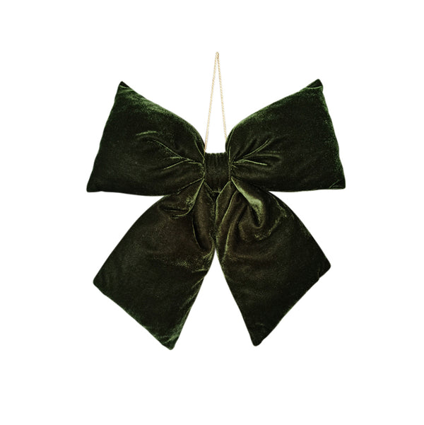 Hanging Velvet Bow Dark Green Large