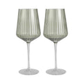 Green Ribbed Wine Glass Set of 2