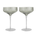 Green Ribbed Cocktail Coupes Set of 2