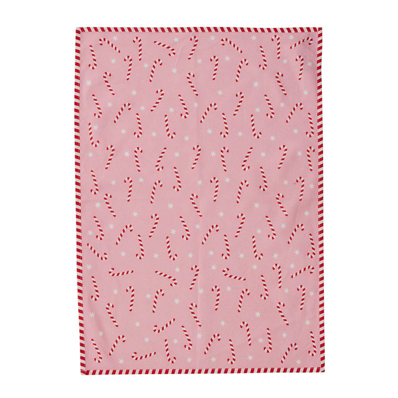 Candy Cane Tea Towel Pink/Red