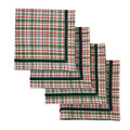 Check Napkins Velvet Trim Set of 4