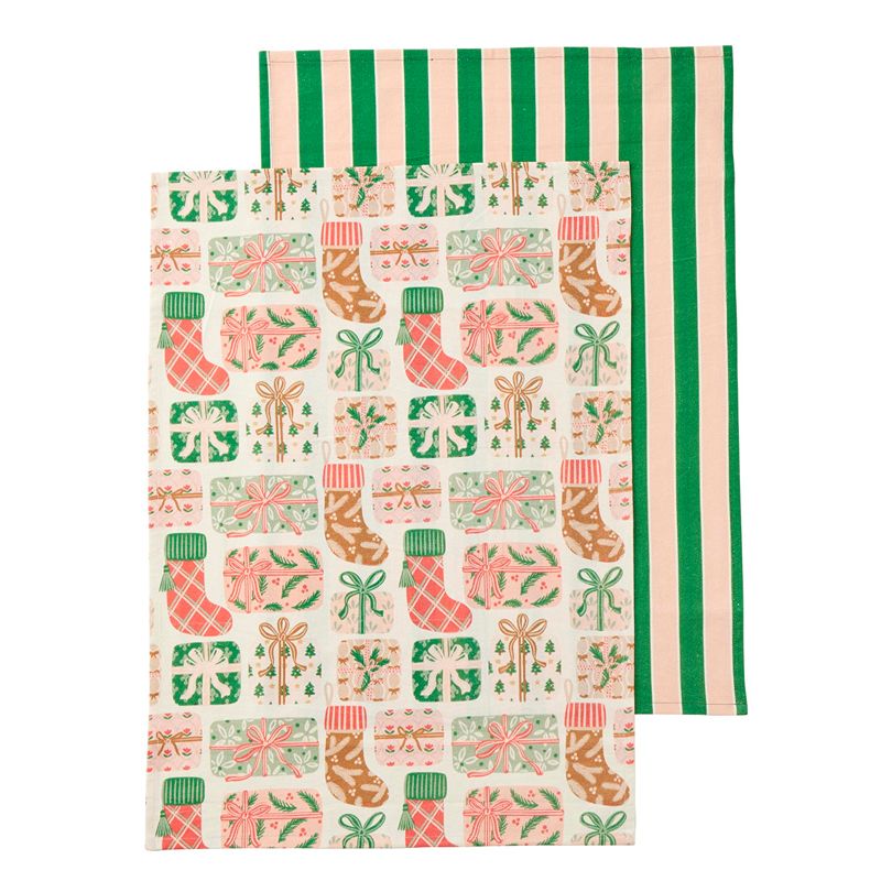 Christmas Gift/Stripe Tea Towels Set of 2