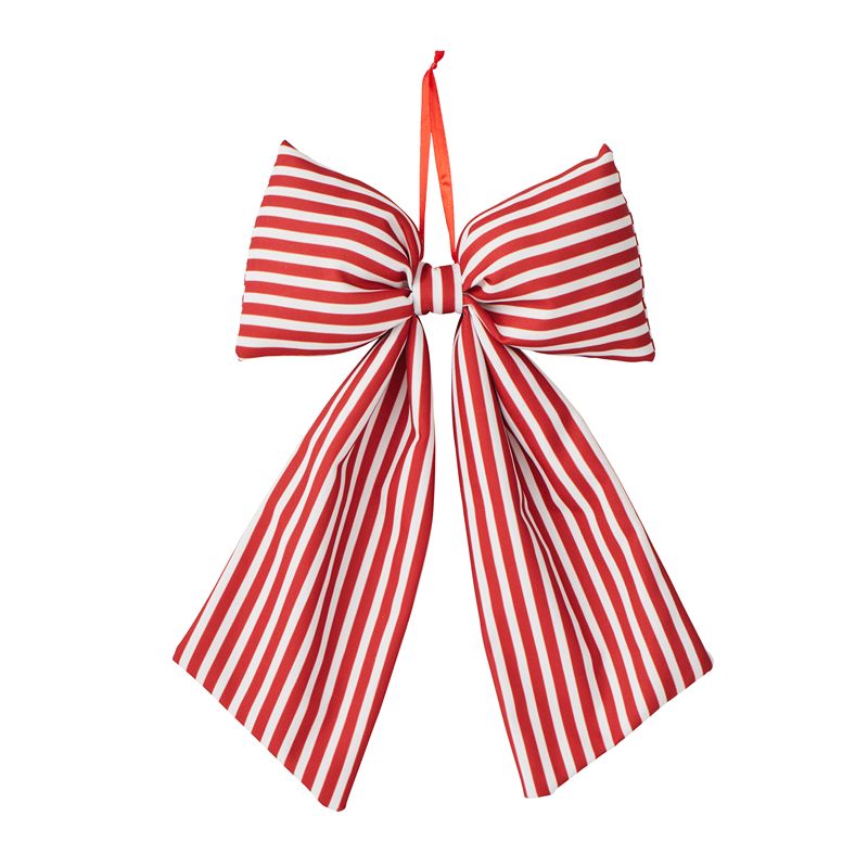 Pinstripe Bow Decoration Red/White