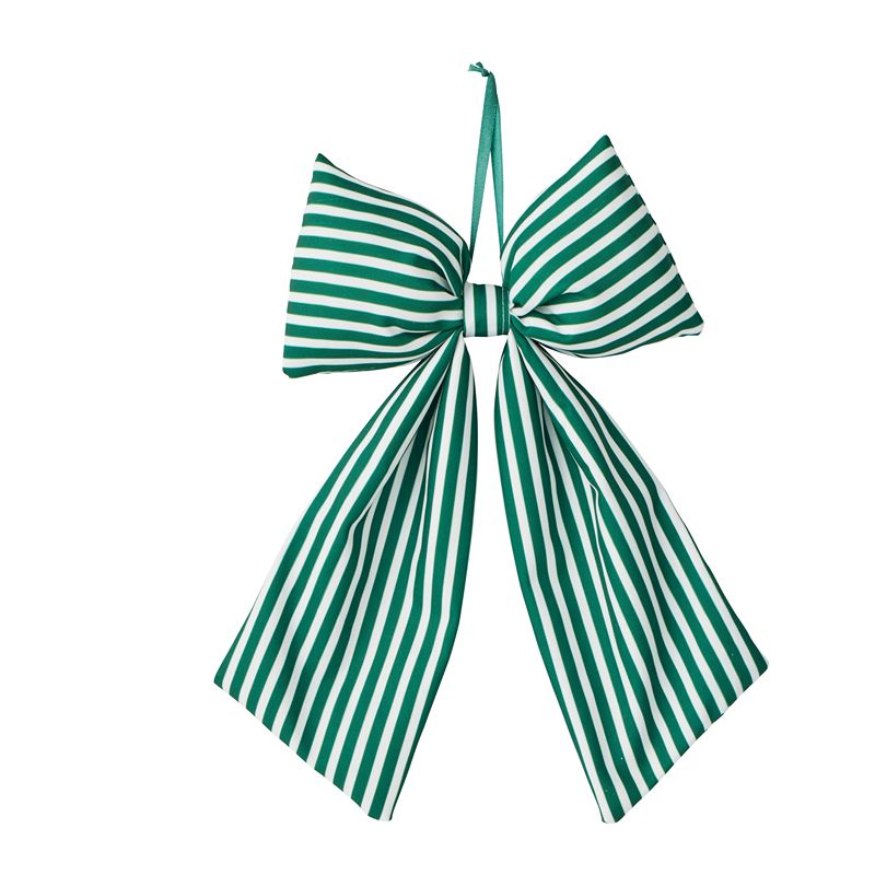 Pinstripe Bow Decoration Green/White