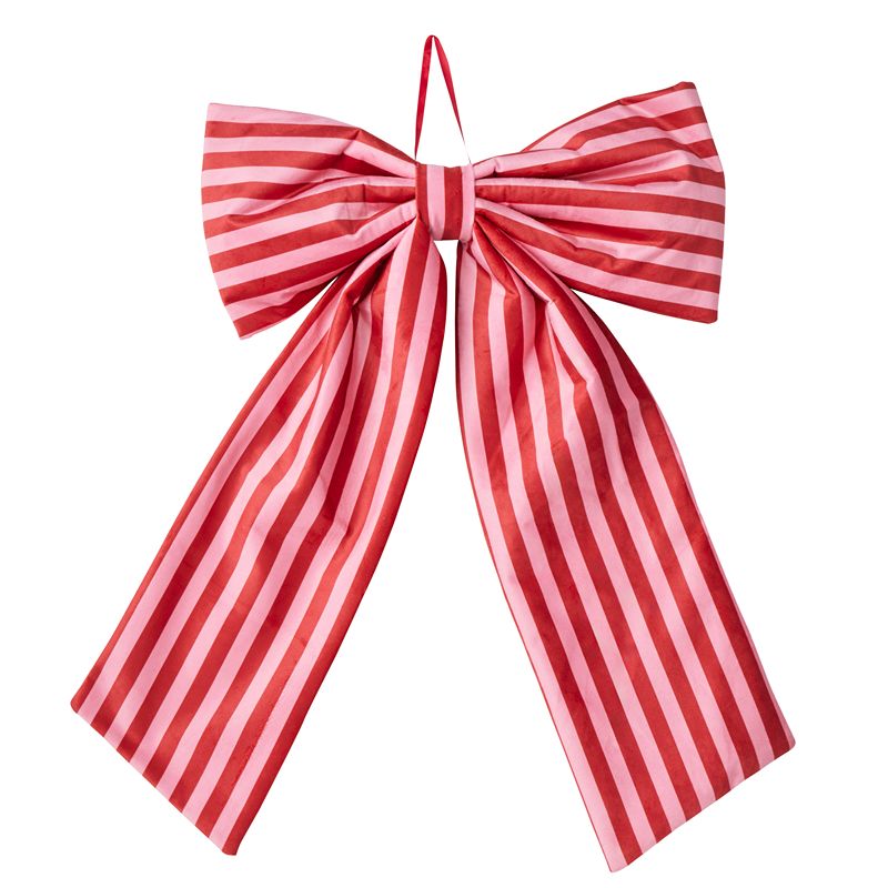 Merry Stripe Bow Decoration Red/Pink