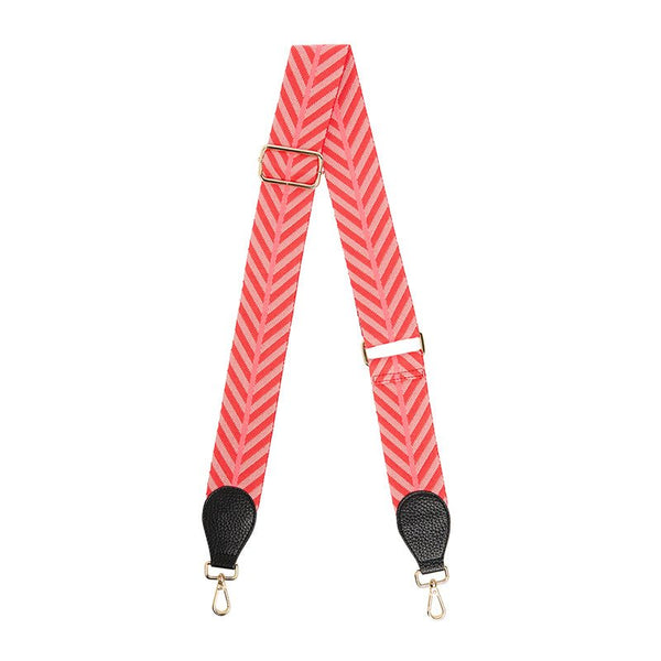 Find Accent Bag Strap Black with Coral/Red Chevron - Elms + King at Bungalow Trading Co.