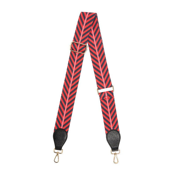 Find Accent Bag Strap Black with Red/Navy Chevron - Elms + King at Bungalow Trading Co.