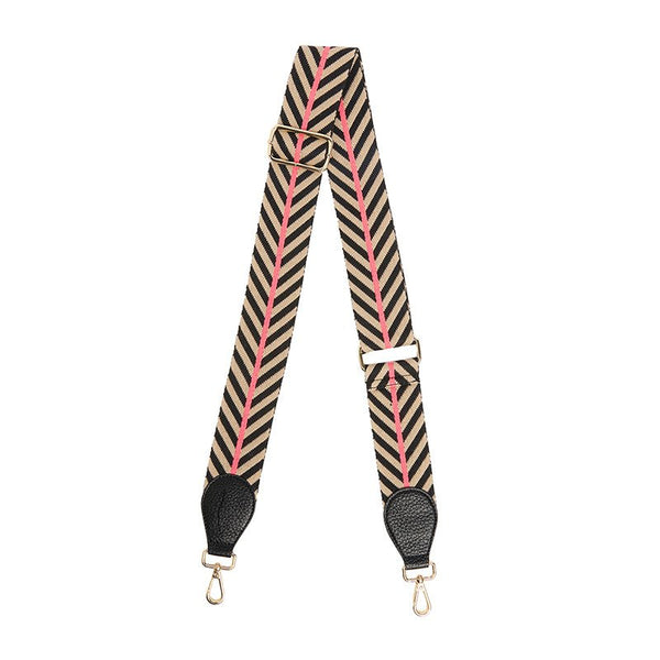 Find Accent Bag Strap Black with Taupe Chevron - Elms + King at Bungalow Trading Co.