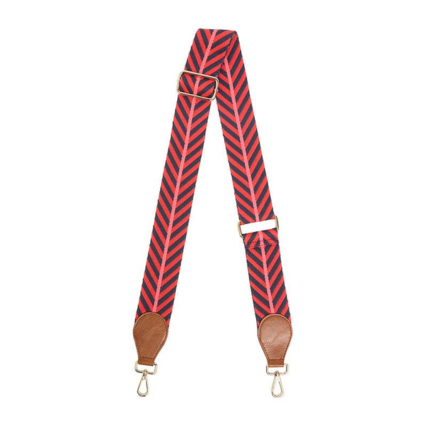 Find Accent Strap Tan with Red/Navy Chevron - Elms + King at Bungalow Trading Co.