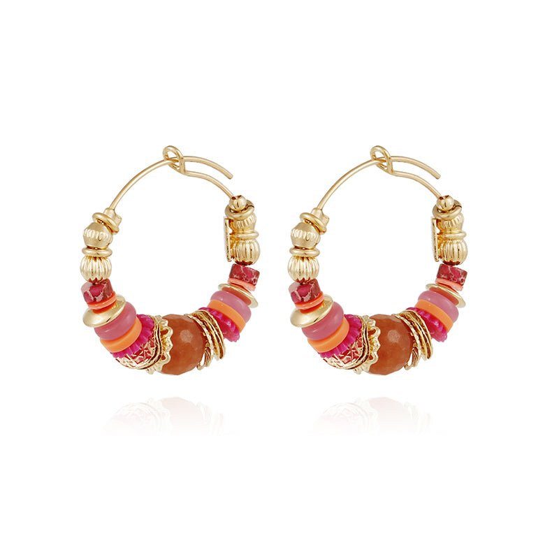 Find Aloha Hoop Earrings Pink/Gold - GAS Bijoux at Bungalow Trading Co.