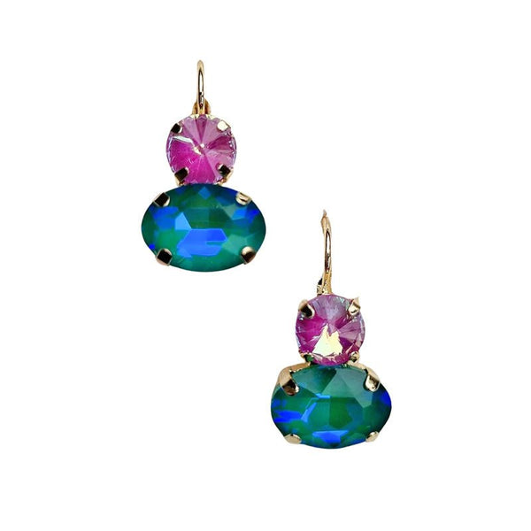 Find Angelique Gem Earring Pink Green - Zoda at Bungalow Trading Co.