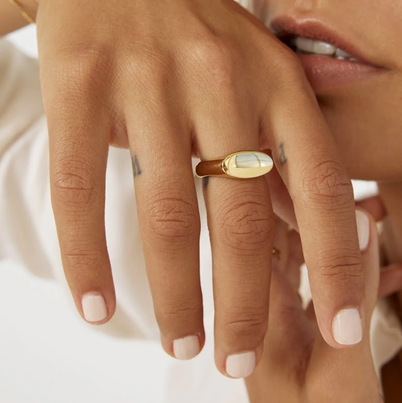 Find Aster Gold Signet Ring - Arms of Eve at Bungalow Trading Co.