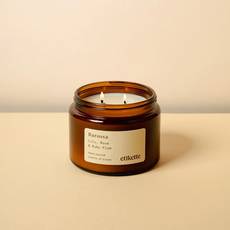 Find Barossa 500ml Double Wick Candle - Etikette at Bungalow Trading Co.