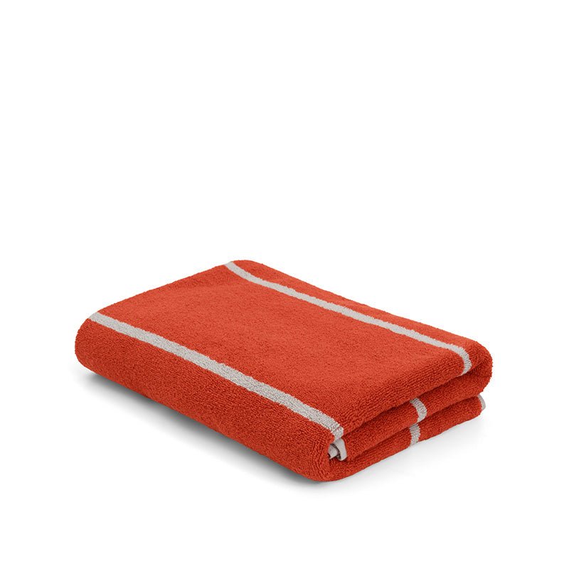 Find Bath Towel Terracotta/Stone Pinstripe - Loop Home at Bungalow Trading Co.