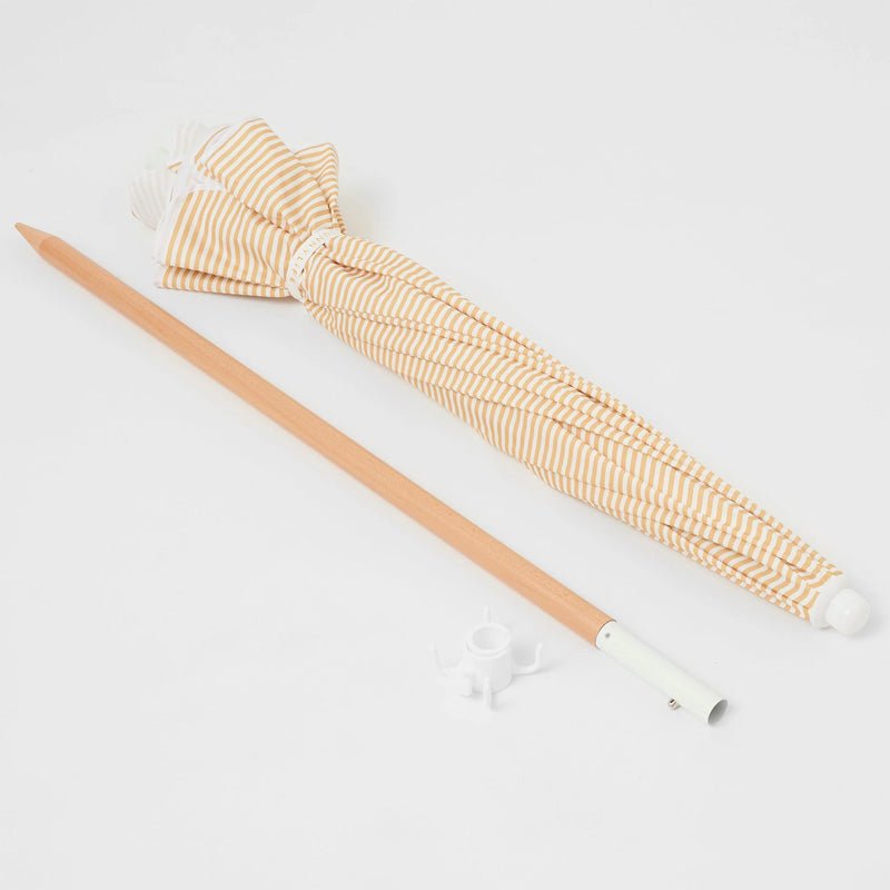 Find Beach Umbrella Mango Bay Golden Mustard Stripe - Sunnylife at Bungalow Trading Co.