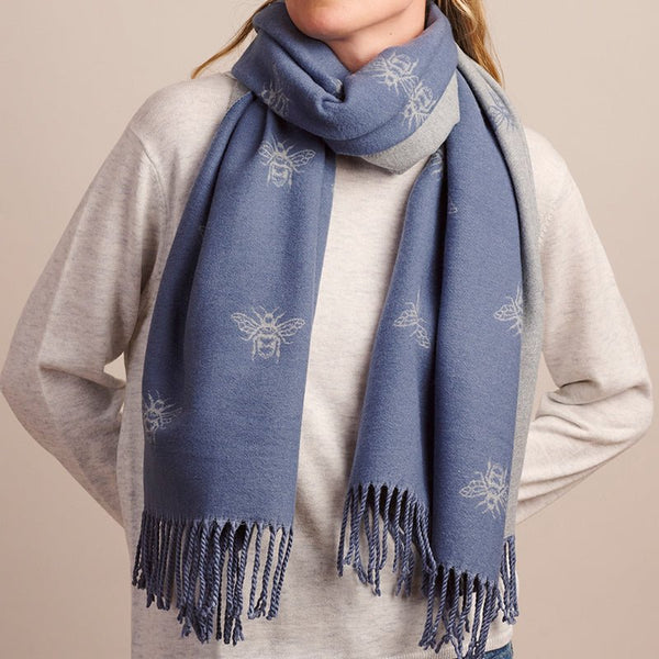Find Bee Scarf Blue - Tiger Tree at Bungalow Trading Co.