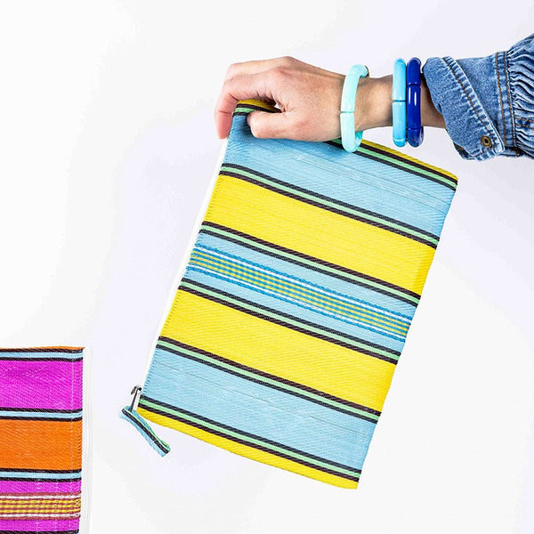 Find Belle Ille Yellow Aqua Large Pouch - Parisian Cool at Bungalow Trading Co.