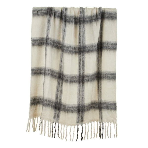 Find Biel Wool Blend Throw Ivory/Grey - Coast to Coast at Bungalow Trading Co.