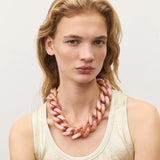 Find Big Flat Chain Necklace Peach Marble - Vanessa Baroni at Bungalow Trading Co.