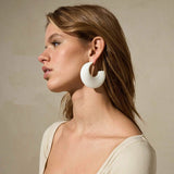 Find Big Moon Earrings Matte Off White - Vanessa Baroni at Bungalow Trading Co.